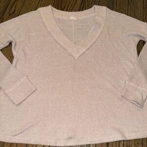 Altar'd State Women's M‎ Blush Pale Pink V-Neck Long Sleeve Pullover Sweater
